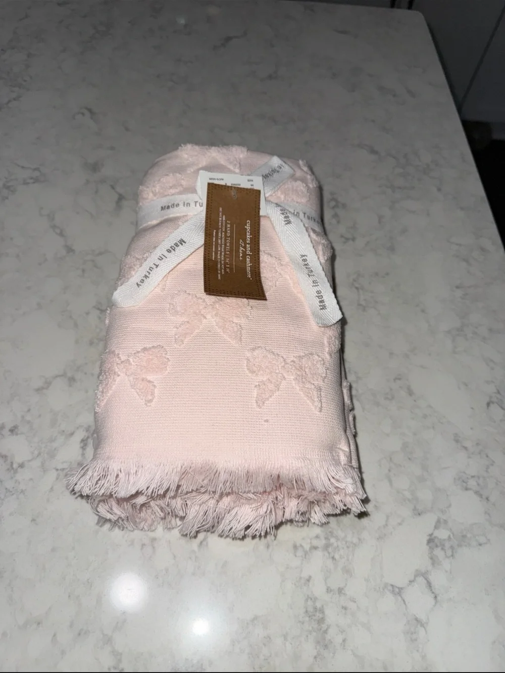 New Cupcakes and Cashmere Pink Bow Hand Towels